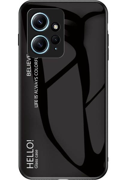 Xiaomi Için Redmi Note 12 4g Telefon Kılıfı Temperli Cam+Pc+Tpu Gradyan Cep Telefonu Kapak Black (Yurt Dışından)