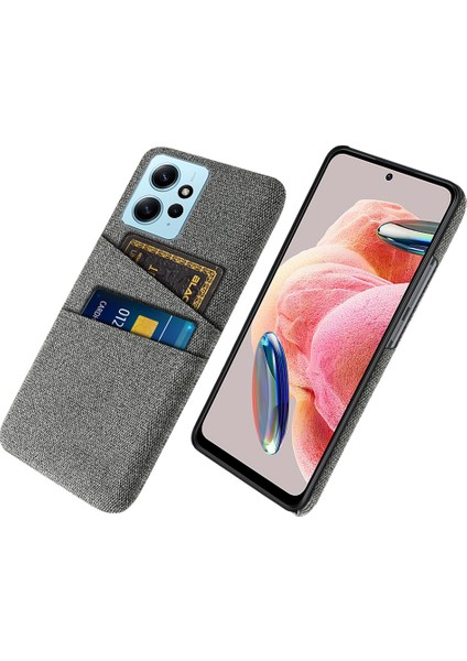 Xiaomi Için Redmi Note 12 4g Telefon Kılıfı 2 Kart Yuvaları Sert Pc+Kumaş Koruyucu Kapak Grey (Yurt Dışından)