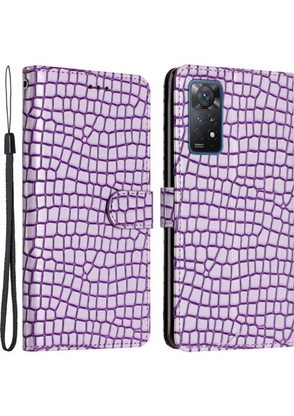 Xiaomi Redmi Için Deri Telefon Kılıfı Not 11 Pro 5g (Qualcomm)/note 11 Pro 4g (Mediatek)/note 12 Pro 4g, Timsah Doku Standı Cüzdan Kapak-Durumu (Yurt Dışından)