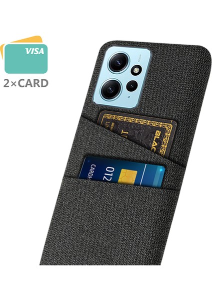 Xiaomi Için Redmi Note 12 4g Telefon Kılıfı 2 Kart Yuvaları Sert Pc+Kumaş Koruyucu Kapak Black (Yurt Dışından) fiyatları