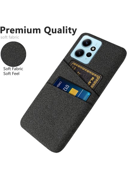 Xiaomi Için Redmi Note 12 4g Telefon Kılıfı 2 Kart Yuvaları Sert Pc+Kumaş Koruyucu Kapak Black (Yurt Dışından) modelleri