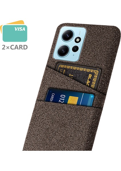 Xiaomi Için Redmi Note 12 4g Telefon Kılıfı 2 Kart Yuvaları Sert Pc+Kumaş Koruyucu Kapak Kahverengi (Yurt Dışından) fiyatları