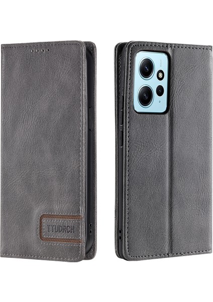 Xiaomi Için Redmi Note 12 4g Toz Geçirmez Rfıd Engelleme Standı Kapağı Cüzdan Deri Telefon Kasa-Gri (Yurt Dışından)