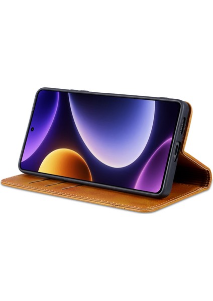 Xiaomi Için Redmi Note 12 Turbo/poco F5 5g Cüzdan Telefon Kılıfı Pu Deri Anti-Drop Stand Kapak Kahverengi (Yurt Dışından)