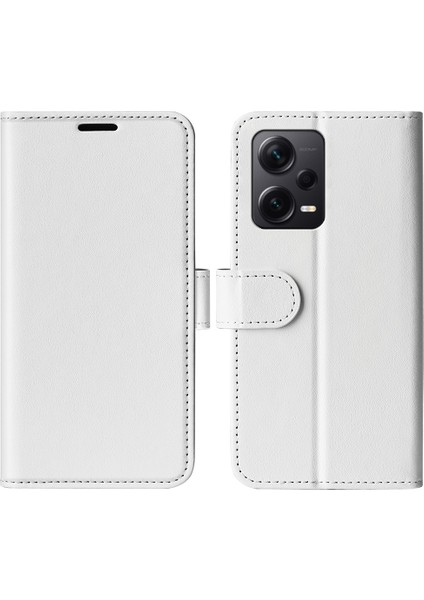 Xiaomi Redmi Için Note 12 Pro+ 5g Çılgın At Doku Kılıfı Deri Cüzdan Stand Kapağı-Beyaz (Yurt Dışından)