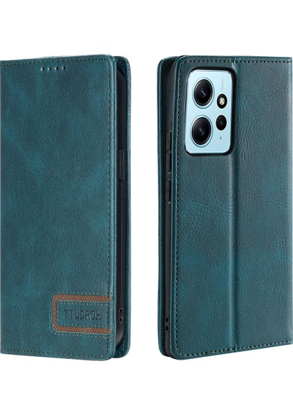 Xiaomi Için Redmi Note 12 4g Toz Geçirmez Rfıd Engelleme Standı Kapak Cüzdan Deri Telefon Kılıf Yeşili (Yurt Dışından)