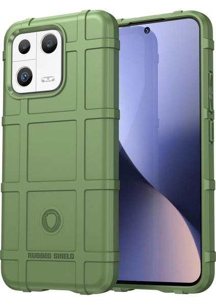 Xiaomi Için Koruyucu Kabuk 13 Engebeli Kare Doku Doku Çarpışması Dayanıklı Tpu Kapak Telefon Kılıfı-Yeşil (Yurt Dışından)