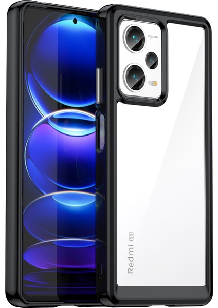 Xiaomi Redmi Için Note 12 Pro+ 5g Telefon Kılıfı Damla Geçirmez Tpu Tampon+ Akrilik Geri Koruyucu Kapak-Siyah (Yurt Dışından)