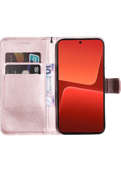 Xiaomi 13 5g Düz Renkli Telefon Standı Pu Deri Cüzdan Kapağı Kayış-Gül Altın (Yurt Dışından) fiyatları
