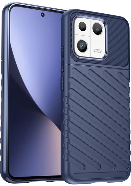 Xiaomi 13 Thunder Serisi Twill Texture Scratch Anti-Cratch Koruyucu Arka Kapak Için Kalınlaştırılmış Tpu Telefon Kılıfı-Mavi (Yurt Dışından)