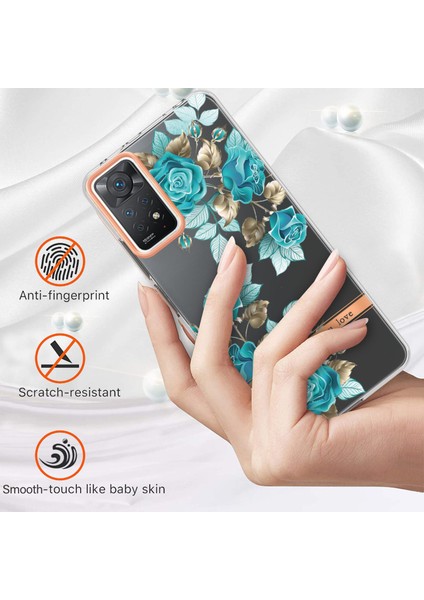Xiaomi Redmi Için Note 12 Pro 4g/11 Pro 4g (Mediatek)/redmi Note 11 Pro 5g (Qualcomm) Çiçek Deseni Ultra-Slim Tpu Telefon Kılıfı Imd Anti-Çizelge Elektroplatma KAPAK-HC002 Mavi Gül (Yurt Dışından) fiyatları