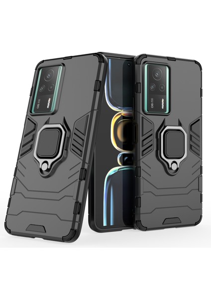 Xiaomi Redmi K60E 5g Için Tpu+Pc Telefon Kılıfı Kararlı Yüzük Tutucu Kickstand Shockproof Cover Shell-Siyah (Yurt Dışından) fiyatları
