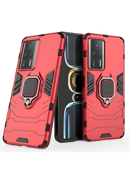 Xiaomi Redmi K60E 5g Için Tpu+Pc Telefon Kılıfı Kararlı Yüzük Tutucu Kickstand Shockproof Cover Shell-Kırmızı (Yurt Dışından) fiyatları