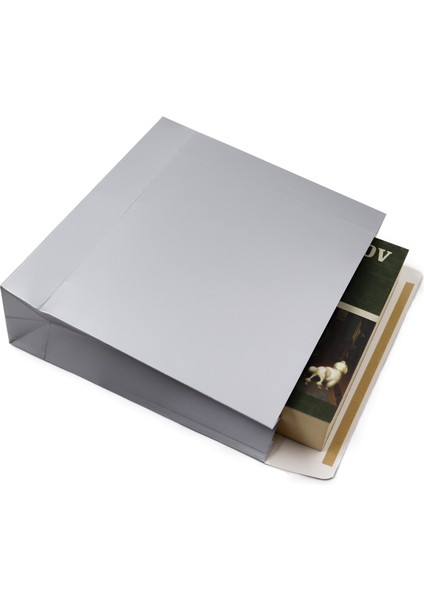 Premium Gümüş 25 x 23 x 7 cm Ağzı Bantlı 2 Adet Hediye Zarfı, Hediye Paketi, Hediye Poşeti