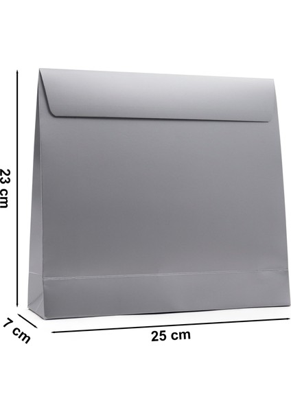 Premium Gümüş 25 x 23 x 7 cm Ağzı Bantlı 2 Adet Hediye Zarfı, Hediye Paketi, Hediye Poşeti