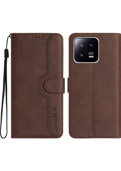 Xiaomi Için YX003 Pro 5g Deri Cüzdan Tam Koruma Kabuğu Standlı Baskalı Telefon Kılıfı-Kahve (Yurt Dışından)