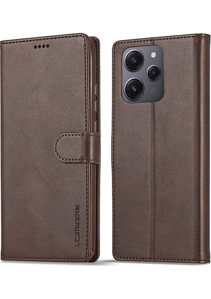 Xiaomi Redmi Için 12 4g Pu Deri Flip Telefon Kasası Buzağı Doku Cüzdan Stand Kapağı-Kahverengi (Yurt Dışından)