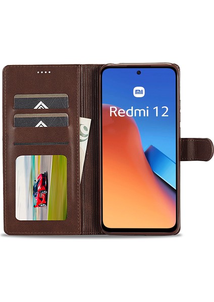 Xiaomi Redmi Için 12 4g Pu Deri Flip Telefon Kasası Buzağı Doku Cüzdan Stand Kapağı-Kahverengi (Yurt Dışından) fiyatları