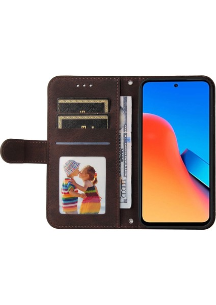 Xiaomi Redmi Için 12 4g Cilt Touch Pu Deri Kılıf Baskılı Çizgiler Stand Cüzdan Telefon Kapağı-Kahverengi (Yurt Dışından) fiyatları