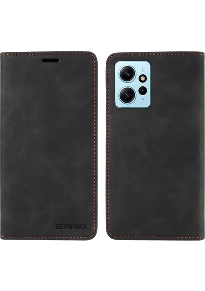 Xiaomi Için Redmi Not 12 4g Rfıd Engelleyen Telefon Cüzdan Kılıf Deri Deri Stand Black (Yurt Dışından)