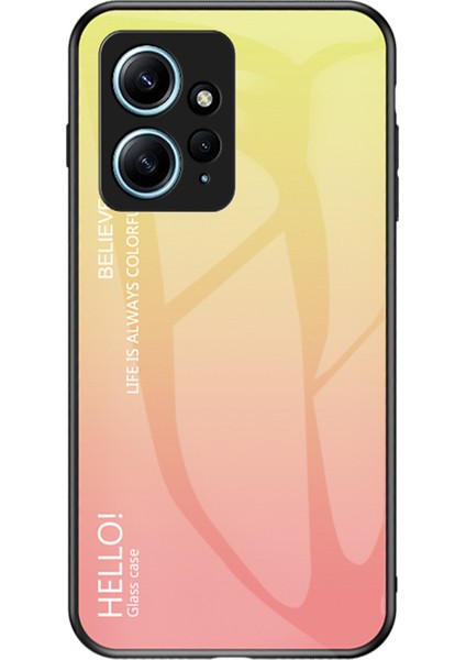Xiaomi Için Redmi Note 12 4g Telefon Kılıfı Temperli Cam+Pc+Tpu Gradyan Cep Telefonu Kapak Sınıfı Sarı (Yurt Dışından)