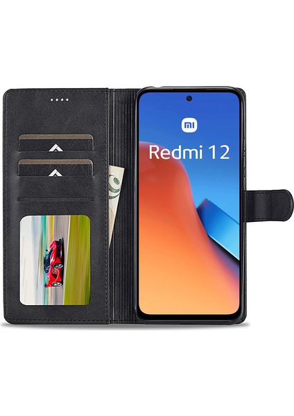 Xiaomi Redmi Için 12 4g Pu Deri Flip Telefon Kasası Buzağı Doku Cüzdan Stand Kapağı-Siyah (Yurt Dışından) fiyatları