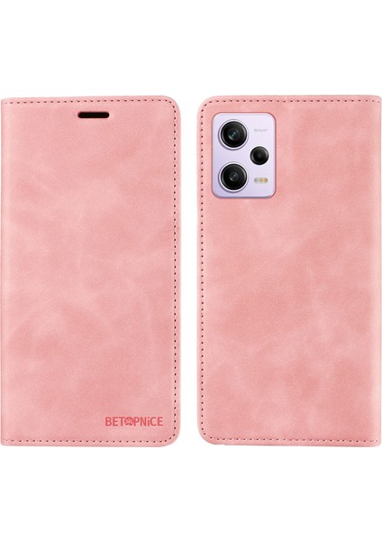 Xiaomi Redmi Için Note 12 Pro+ 5g/note 12 Explorer 5g Cüzdan Deri Kılıf Rfıd Engelleme Telefon Kapağı-Pembe (Yurt Dışından)