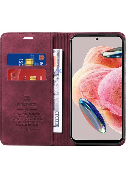 Xiaomi Için Redmi Note 12 4g Rfıd Engelleyen Telefon Cüzdan Kılıf Deri Deri Stand Kapak Kırmızısı (Yurt Dışından) fiyatları