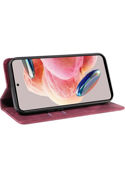 Xiaomi Için Redmi Note 12 4g Rfıd Engelleyen Telefon Cüzdan Kılıf Deri Deri Stand Kapak Kırmızısı (Yurt Dışından) modelleri