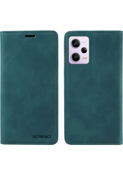 Xiaomi Redmi Için Note 12 Pro+ 5g/note 12 Explorer 5g Cüzdan Deri Kılıf Rfıd Engelleme Telefon Kapağı-Yeşil (Yurt Dışından)