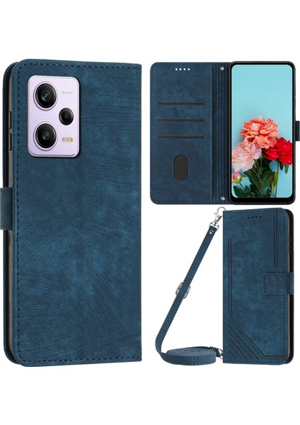 Xiaomi Redmi Için Note 12 Pro+ 5g/note 12 Explorer 5g Cüzdan Telefon Kılıf Hatları Baskılı Deri Stand Koruyucu Flip Kapak-Safir (Yurt Dışından)