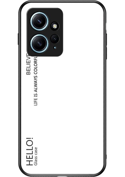 Xiaomi Için Redmi Note 12 4g Telefon Kılıfı Temperli Cam+Pc+Tpu Gradyan Cep Telefonu Kapak-Beyaz (Yurt Dışından)