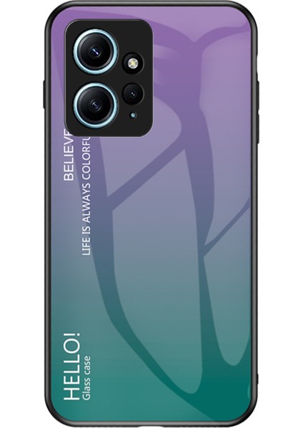 Xiaomi Için Redmi Note 12 4g Telefon Kılıfı Temperli Cam+Pc+Tpu Gradyan Cep Telefonu Kapak Sınıflandırıcı Mor (Yurt Dışından)
