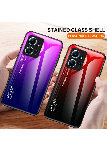 Xiaomi Için Redmi Note 12 4g Telefon Kılıfı Temperli Cam+Pc+Tpu Gradyan Cep Telefonu Kapak Sınıflandırıcı Mor (Yurt Dışından) modelleri