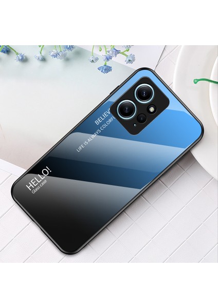 Xiaomi Için Redmi Note 12 4g Telefon Kılıfı Temperli Cam+Pc+Tpu Gradyan Cep Telefonu Kapak Sınıflandırıcı Mavi Siyah (Yurt Dışından) indirimleri