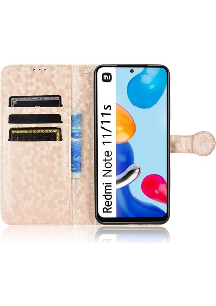 Xiaomi Redmi Için Not 11 4g (Qualcomm)/not 11S 4g Nokta Desen Baskılı Pu Deri+Tpu Stand Cüzdan Telefon Kapağı Folio Flip Case-Rose Gold (Yurt Dışından)
