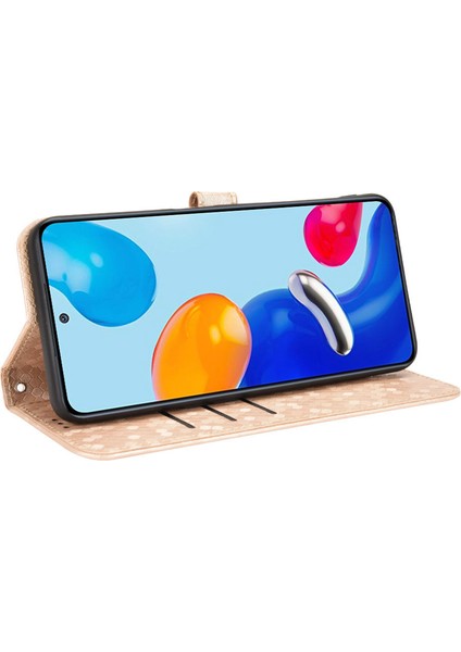 Xiaomi Redmi Için Not 11 4g (Qualcomm)/not 11S 4g Nokta Desen Baskılı Pu Deri+Tpu Stand Cüzdan Telefon Kapağı Folio Flip Case-Rose Gold (Yurt Dışından)