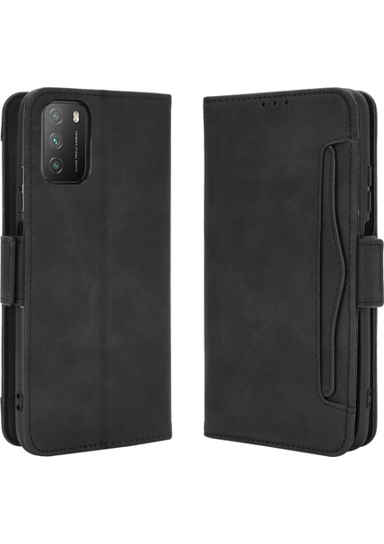 Xiaomi Poco M3 Için Çoklu Kart Yuvası Koruyucu Kapak Standı Deri Case-Black (Yurt Dışından)
