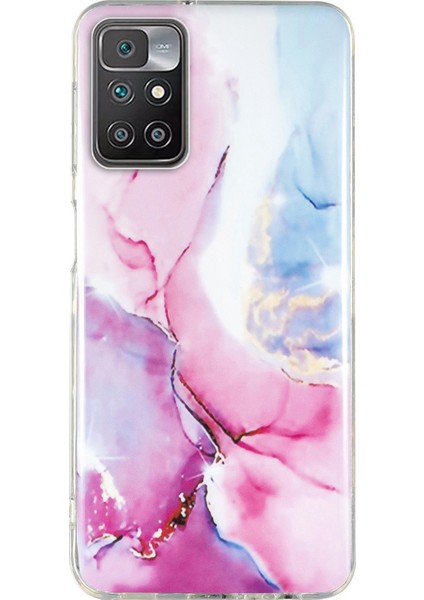 Xiaomi Redmi Için 10/10 2022/10 Prime/not 11 4g (Mediatek) Imd Mermer Desen Yumuşak Tpu Telefon Kapağı Şok Geçirmez Anti-Çizik Vaka-Pembe/mavi (Yurt Dışından)