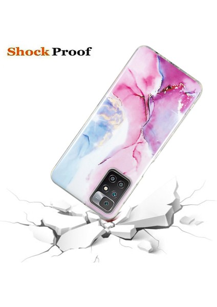 Xiaomi Redmi Için 10/10 2022/10 Prime/not 11 4g (Mediatek) Imd Mermer Desen Yumuşak Tpu Telefon Kapağı Şok Geçirmez Anti-Çizik Vaka-Pembe/mavi (Yurt Dışından) modelleri