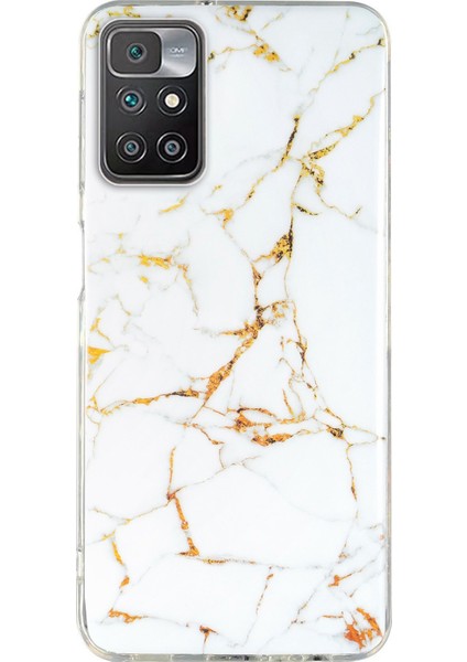 Xiaomi Redmi Için 10/10 2022/10 Prime/not 11 4g (Mediatek) Imd Mermer Desen Yumuşak Tpu Telefon Kapağı Şok Geçirmez Anti-Çizik Vaka-Beyaz (Yurt Dışından)