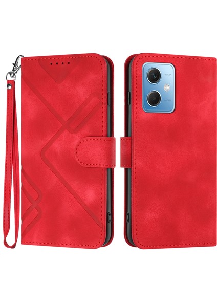 Xiaomi Redmi Için Note 12 5g (Çin)/(Hindistan)/(Global)/poco X5 5g Cüzdan Telefon Kılıfı Baskalı Pu Deri Stand Kapak-Kırmızı (Yurt Dışından)