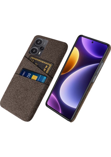 Xiaomi Için Redmi Note 12 Turbo/poco F5 5g Telefon Kılıfı Sabit Pc+Kumaş Çift Kart Yuvaları Kapak Kahverengi (Yurt Dışından)
