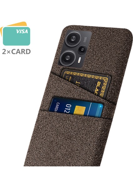 Xiaomi Için Redmi Note 12 Turbo/poco F5 5g Telefon Kılıfı Sabit Pc+Kumaş Çift Kart Yuvaları Kapak Kahverengi (Yurt Dışından)