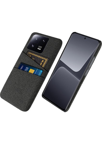 Xiaomi 13 Pro 5g Kumaş Doku Çift Kart Yuvaları Telefon Kılıfı Damla Koşullu Arka Kapak-Siyah (Yurt Dışından)