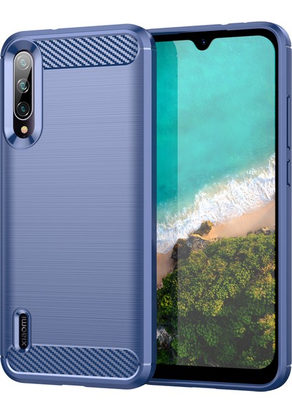 1.8mm Karbon Fiber Doku Tpu Kasası Bırci Konu Açık Yüzey Yüzeyle Bölge Koruyucu Koruyucu Kapalak Xıaomı Mı CC9E/MI A3-Blue (Yurt Dışından)