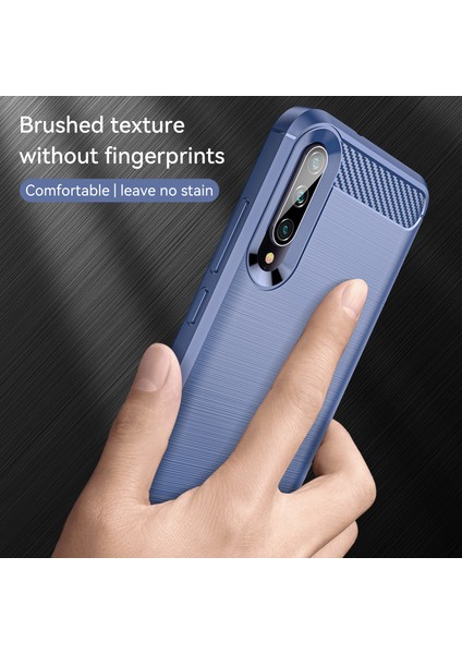1.8mm Karbon Fiber Doku Tpu Kasası Bırci Konu Açık Yüzey Yüzeyle Bölge Koruyucu Koruyucu Kapalak Xıaomı Mı CC9E/MI A3-Blue (Yurt Dışından)