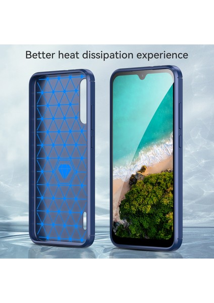 1.8mm Karbon Fiber Doku Tpu Kasası Bırci Konu Açık Yüzey Yüzeyle Bölge Koruyucu Koruyucu Kapalak Xıaomı Mı CC9E/MI A3-Blue (Yurt Dışından)