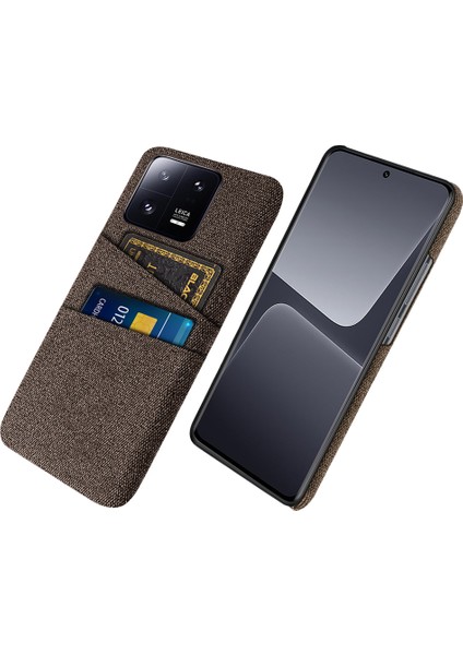 Xiaomi 13 Pro 5g Kumaş Doku Çift Kart Yuvaları Telefon Kılıfı Bırakma Geri Kapak-Kahverengi (Yurt Dışından)
