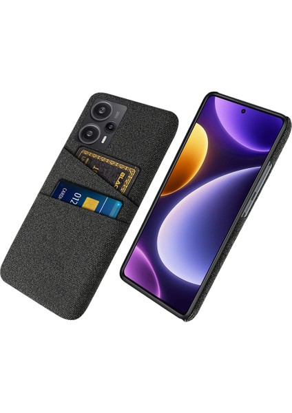 Xiaomi Redmi Için Note 12 Turbo/poco F5 5g Telefon Kılıfı Sert Pc+Kumaş Çift Kart Yuvaları Kapak Black (Yurt Dışından)